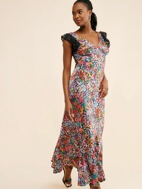 Free People Floral Maxi Dress in Pink, Blue, Green